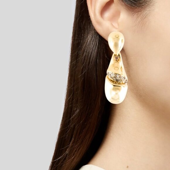 Alexis Bittar Gold Crystal Pave clip on earrings - Picture 5 of 6